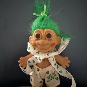 St Patty’s Day Russ Troll Doll with Green Hair and Shamrock Outfit